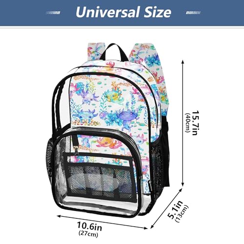 Watercolor Cute Axolotl Clear Backpack PVC Transparent School Backpack Lightweight Student Book Bags Capacity Clear Bag - color: Wishy-washy Blue