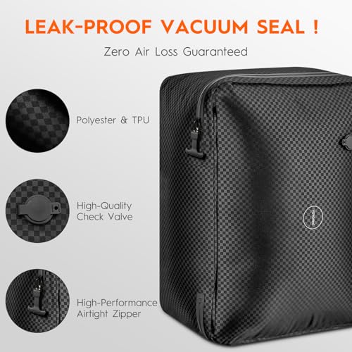 43L Max Capacity Vacuum Bags with Wireless Pump - Space Saver Compression Bags for Travel Luggage, No Checked Baggage, IP68, Reusable, Fits 20/24/28 Inch Suitcases (2PC No Tracker) - color: 2PC+Pump (No Tracker)