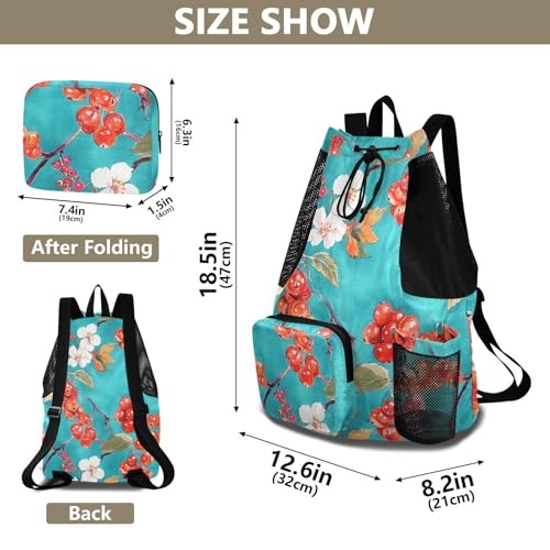 Drawstring Backpacks Gym Bag With Water Bottle Pocket Dry Wet Separation