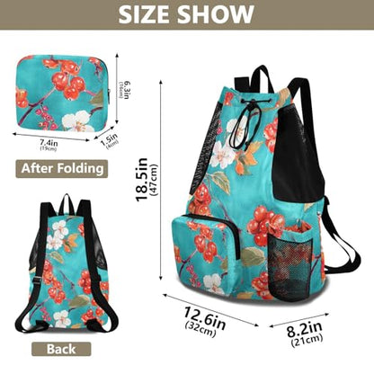 Drawstring Backpacks Gym Bag With Water Bottle Pocket Dry Wet Separation