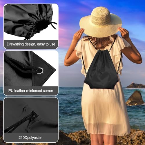 KUUQA 12 Pcs Drawstring Backpack Bags Sport Gym Sack Cinch Bags Bulk for School Traveling and Storage (Black) - color: Black
