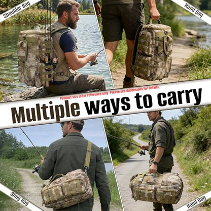 LIWSHWZ Fishing Backpack with Rod Holder,Waterproof Tackle Sling Bag Storge Fishing Gear and Equipment,Gift for Men Father, Sport Bags - size: 9.84" x 7.08" x 17.32"
