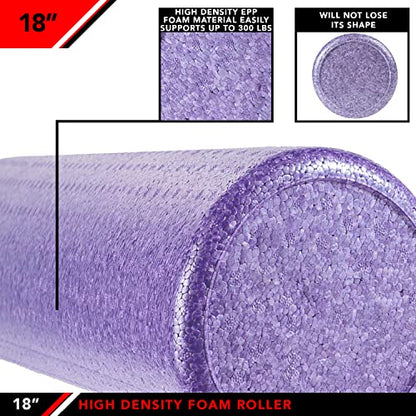 JFIT High Density Foam Roller – EPP Deep Tissue Massage Roller for Muscle Recovery, Myofascial Release & Stretching - color: Solid Purple, size: 18-Inch