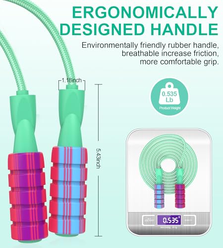 Jump Rope for Women Men, Fitness Jumprope for Women Workout, Adjustable Adult Exercise Skipping Rope - color: Pink+Green
