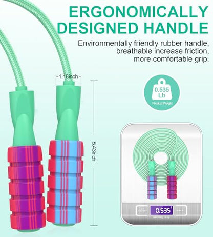 Jump Rope for Women Men, Fitness Jumprope for Women Workout, Adjustable Adult Exercise Skipping Rope - color: Pink+Green