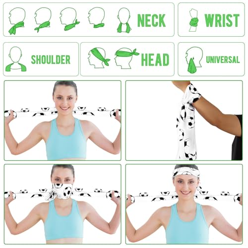 30Pcs Soccer Ball Cooling Towels for Neck and Face 40 x 12 Inch Sports Team Gifts Workout Ice Towel for Gym Sweat Microfiber Breathable Chilly Bulk Neck Wraps for Athletes Camping Travel Outdoor - style: Soccer