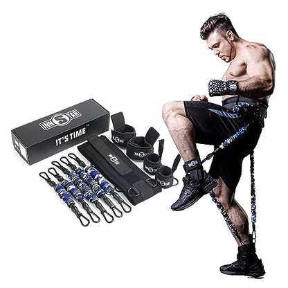 INNSTAR Vertical Jump Trainer for Volleyball Basketball Home Gym, Jump Machine Resistance Bands, Easy to Carry, Adjustable Jump Training Equipment - color: Ocean-175LB