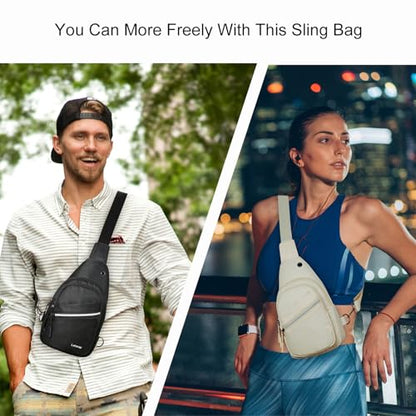 LATMAP 7L Sling Bag For Women Faux Leather Anti Theft Small Casual Daypack Backpack Fanny Pack Crossbody Chest Bags Purse Waterproof Light Grey - color: 7l-nylon-light Grey