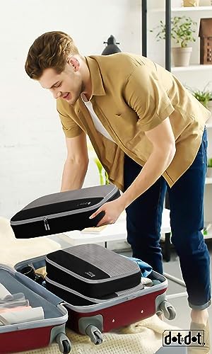 Dot&Dot Medium Packing Cubes - 4 Pcs Suitcase Organizer Set - Carry On Travel Cubes - color: 4pc Black - Medium