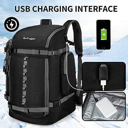 65L Ski Boot Bag,Large Duffle Travel Bag,1680D Nylon Waterproof Padded Ski Boot Bag Backpack For Women Men Kids - color: Black