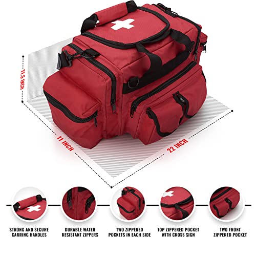 ASA TECHMED First Aid Responder EMS Emergency Medical Trauma Bag Deluxe, Red - color: Red