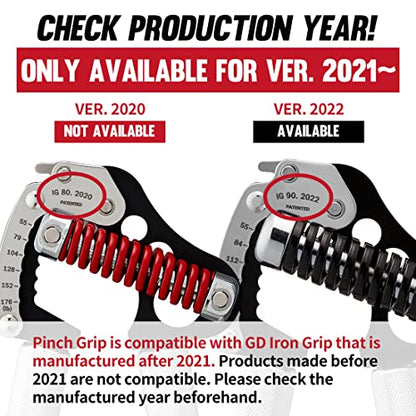 GD Pinch Grip for GD IRON GRIP EXT model, Finger Strengthener Hand Grip Exerciser Strengthener Premium Adjustable Hand Gripper for Climber