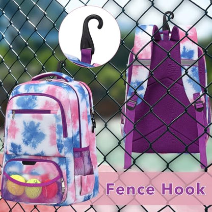 ACESAK Tennis Backpack Tennis Bag for Women Men - Tennis Bag Holds 2 Rackets, Badminton Squash, Pickleball Paddles Balls - color: Purple