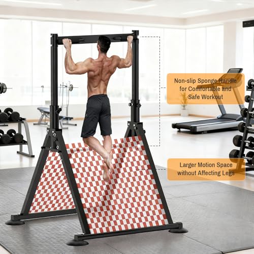Foldable Power Tower Dip Station Pull Up Bar, Multifunction Triangular Structure Pull Up Station Home Gym Strength Training Workout Equipment