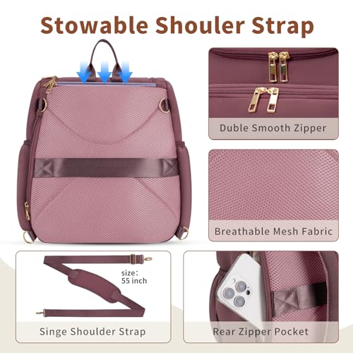CEI-CEI Neoprene Diaper Bag Backpack Stylish Baby Maternity Bags Travel Tote for Mom with Insulated Pockets, Changing Pad, Stowable Shoulder Strap - color: Rose