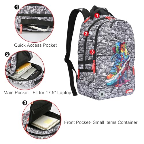Graffiti Backpack, Designer Laptop Backpack for 15.6 Inch Work,Water Resistant Backpack Computer Bag (KickArt) - color: Kickart