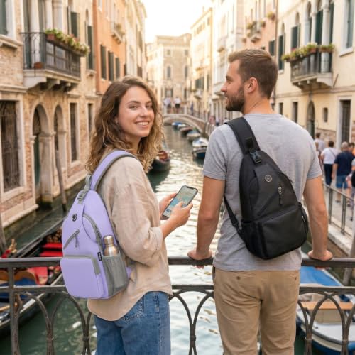 Javolto Crossbody Sling Bag,Small Backpack Men,Hands-Free Shoulder Daypack - color: Flower