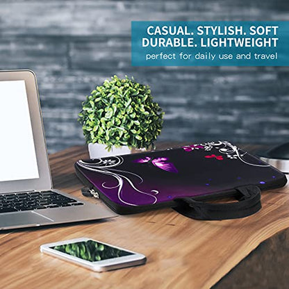 iColor 14 15 15.4 15.6 inch Laptop Handle Bag Computer Protect Case Pouch Holder Notebook Sleeve Neoprene Cover Soft Carring Travel Case for Dell Lenovo Toshiba HP Chromebook ASUS Acer Purple ICB-01 - color: Purple Butterfly