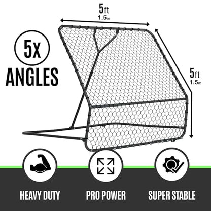 QuickPlay Pro Soccer Rebounder Net (2 Sizes) - Ball Rebounder Soccer Net, Heavy Duty, Adjustable Angle, with Galvanized Steel Frame & Rubber Feet, Soccer Training Equipment for Grass, Turf & Indoors - style: 5x5'