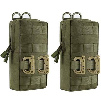 FRTKK 2 Pack Molle Pouches - Tactical Compact Water-Resistant EDC Pouch Bag Small Utility Pouch - color: 2 Pack-Army green 3