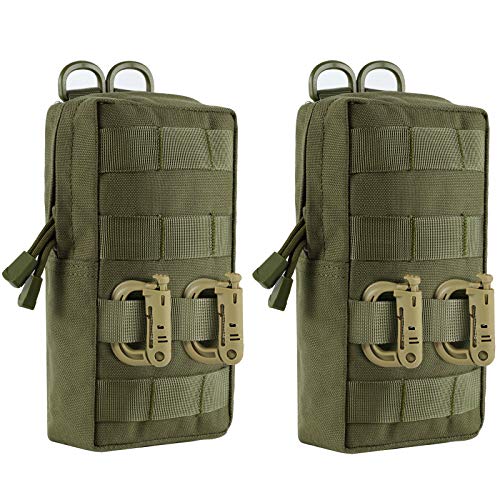 FRTKK 2 Pack Molle Pouches - Tactical Compact Water-Resistant EDC Pouch Bag Small Utility Pouch - color: 2 Pack-Army green 3