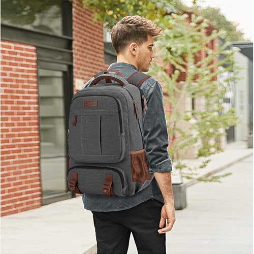 Tzowla Canvas Laptop Backpack, Bag for Men Women - color: Dark Grey, size: 15.6inch
