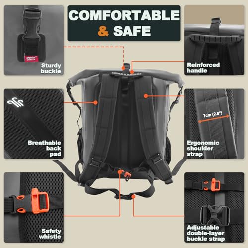 OSAH DRYPAK Waterproof Backpack Dry Bag 35L/55L/85L – Heavy Duty Roll-Top Hiking Backpack for Travel, Kayaking, Boating, Camping, Rafting and Fishing - color: Grey, size: 85L
