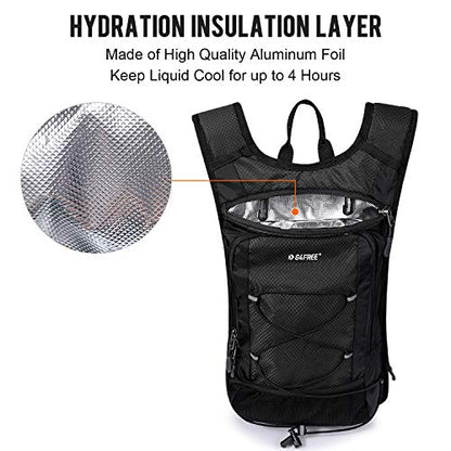 G4Free Insulated Hydration Backpack Pack with 2L BPA Free Bladder for Outdoor Running Hiking Cycling Camping - color: Black