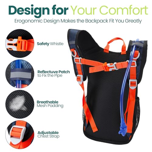 Shinylin 2 Pcs Kids Hydration Backpack with 1.5L Water Bladder Lightweight Kids Hiking Backpack Water Rucksack for Boys Girls Climbing Running - color: Green, Black, style: Classic