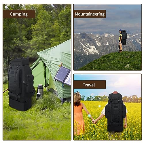 Hiking Backpack, 100L Large Camping Backpack, Expandable Waterproof MOLLE Rucksack, Outdoor Sport Travel Daypack Military Tactical Back pack for Men Women (Black) - color: 100l Black
