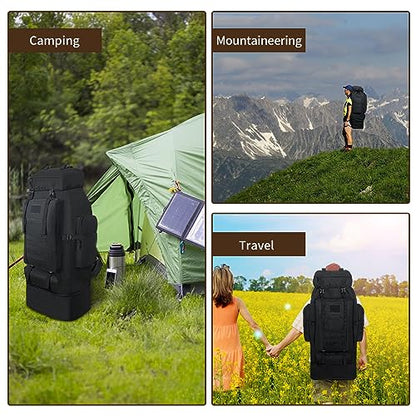 Hiking Backpack, 100L Large Camping Backpack, Expandable Waterproof MOLLE Rucksack, Outdoor Sport Travel Daypack Military Tactical Back pack for Men Women (Black) - color: 100l Black