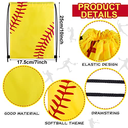 Tanlade 24 Pcs Drawstring Bags Cinch Sack Candy Drawstring Bag Goodie Favor Bags Supplies Gifts for Sports Party Men Women(Softball,7 x 10 Inch) - size: 7 x 10 Inch, style: Softball
