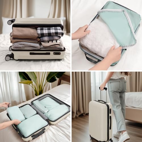 CherryNow 7 Set Compression Travel Packing Cubes for Suitcases, Grey Blue - color: Grey Blue