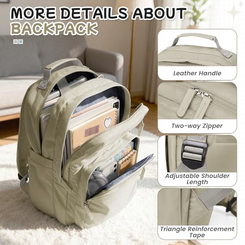 Casual Laptop Backpack for Women Work Travel Daypack Bags, Lightweight Waterproof Backpacks with 2 Large Main Compartments, Anti Theft Slim Sturdy Back Pack, 15” Laptop Sleeve, Brown - color: Brown