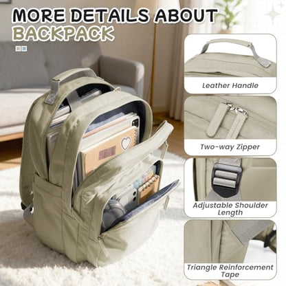 Casual Laptop Backpack for Women Work Travel Daypack Bags, Lightweight Waterproof Backpacks with 2 Large Main Compartments, Anti Theft Slim Sturdy Back Pack, 15” Laptop Sleeve, Brown - color: Brown