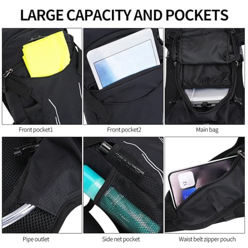 18L Hydration Backpack, Lightweight Breathable Hiking Backpack with Reflective Strips, for Riding Camping Running Commuting - color: Black