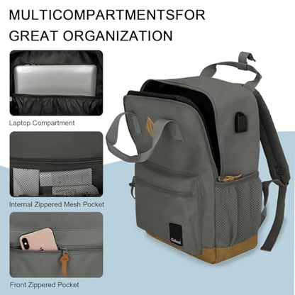 Goloni Small Carry On Travel Backpack with USB Charging Port, Lightweight Water Resistant Mini Carry-on Backpack for Men Women, Compact Personal Everyday Backpack,Grey - color: Grey