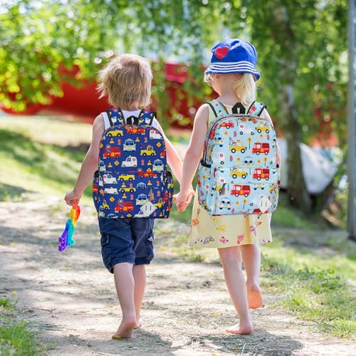 Kids Backpack for Girls Boys - 15 Inch Cute Cars Little Kids Backpack Waterresistant Toddler Preschool Kindergarten School Bag for Aged 3-8, Light Blue - color: Light Blue