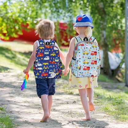 Kids Backpack for Girls Boys - 15 Inch Cute Cars Little Kids Backpack Waterresistant Toddler Preschool Kindergarten School Bag for Aged 3-8, Light Blue - color: Light Blue