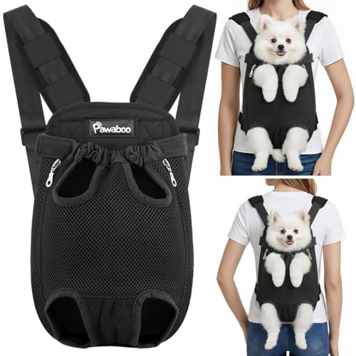 Pawaboo Pet Carrier Backpack, Pet Front Dog Cat Carrier Backpack, Legs Out, Easy-Fit for Traveling Hiking Camping, Travel Bag Backpacks for Small Dogs Cats 2.5-5lbs, S, Black - color: A-Black, size: S