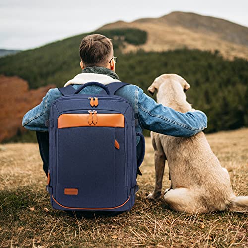 LOVEVOOK Carry on Backpack, 45L Large Travel Backpack for Women Men Airline Approved, Expandable Large Suitcase Backpacks With 4 Packing Cubes, Aer Travel Pack 3, Water Resistant Weekender Bag - color: Dark Blue, size: X-Large