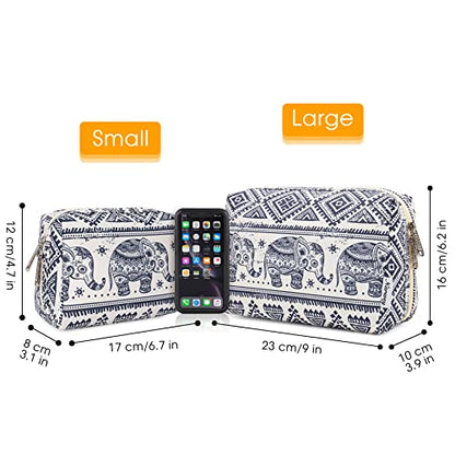 Narwey Small Makeup Bag for Purse Mini Cosmetic Bag Travel Makeup Pouch Zipper Pouch Cute Make up Bags with Compartments for Women Girls (Elephant, Small) - color: Elephant, style: Small