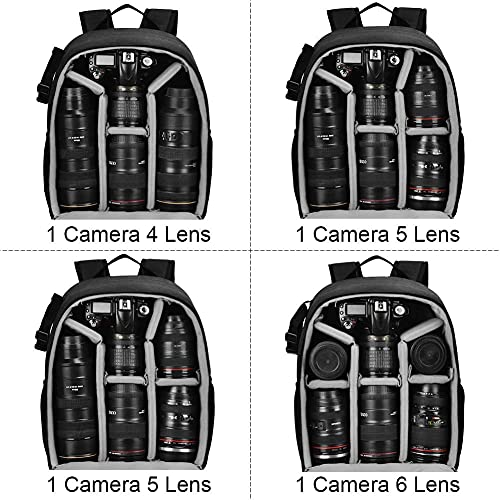 CADeN DSLR SLR Camera Backpack Bag for Mirrorless Cameras/Photographers, Camera Case Water-Repellent Compatible with Nikon Canon Sony Lens Tripod Accessories Photography Men Women (Black, Small)