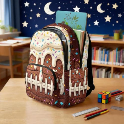 Suobstales Football Ice Cream Drip Print Kids Backpack for Boys Girls Elementary Students Bookbag Middle School Bag Lightweight Waterproof Children Travel Bag Backpacks Laptop Bag, 17 Inch - color: Football Ice Cream Drip 2