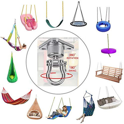 Stainless Steel Hanger with Smooth Swing Bearings, Heavy Duty 180°+360° Swivel Swing Hook, 1500 lb Capacity Playground Yoga Hammock Chair Rope, sandbag Porch Swing Bag Sleeve - size: style 1