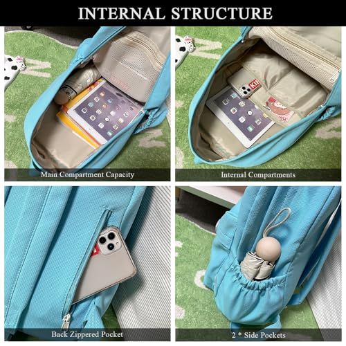 Cute Aesthetic Backpack Y2K Simple Solid Color Kawaii Backpacks Travel Laptop Backpack (Yellow) - color: Yellow