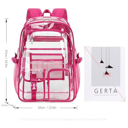 abshoo Large Clear Backpack For Girls Women School Bookbag Heavy Duty Transparent Backpacks (Hot Pink) - color: Hot Pink