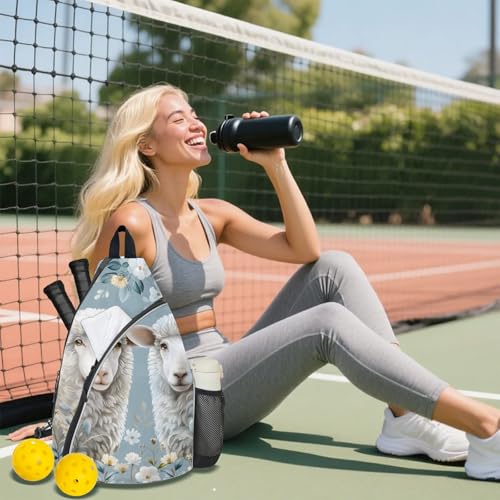 Pickleball Bag for Women Men Adjustable Crossbody Sling Backpack Hold Pickleball Paddle Water Bottle - color: Multicolor 3