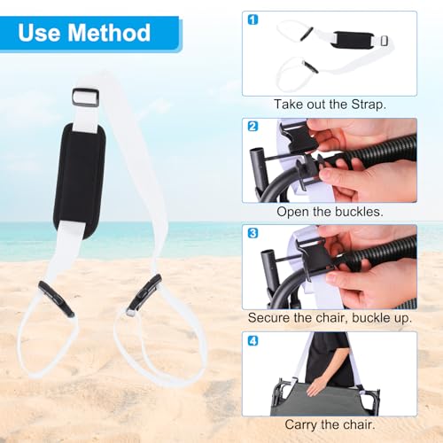 PATIKIL Carrying Beach Chair Straps, Adjustable Beach Chair Straps Shoulder Carrying Straps for Folding Chair Backpack, White - color: White