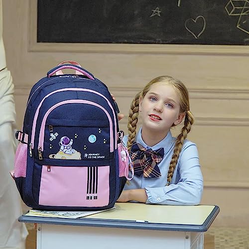 ACESAK Backpack for Girls - Girls Backpack Schoolbag for Kids Children Teens Elementary Middle School Bags, Waterproof Lightweight Kids Bookbag Backpacks Casual Daypack with Lunch Bag Set - color: Pink